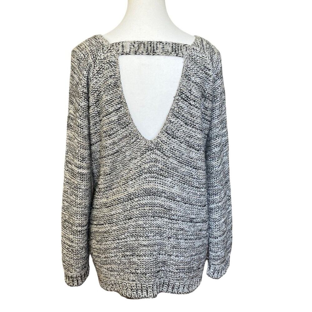 SUSINA Sweater Women's Medium Tan Black Gray Heathered Slouchy Keyhole Back - Picture 2 of 6